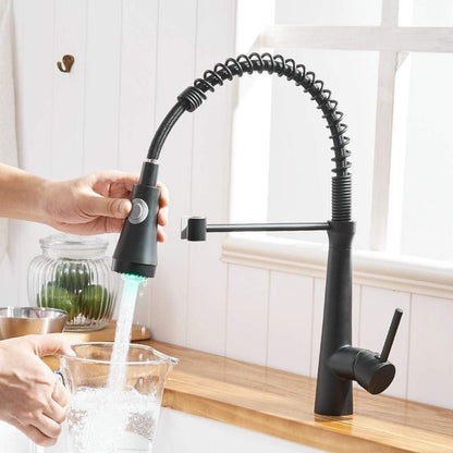 LED Schwarz Wasserhahn Küche 360° Drehbar Mischbatterie