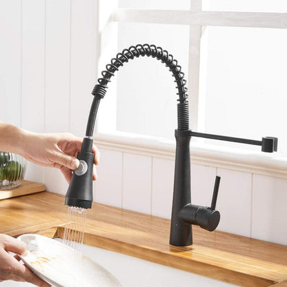 LED Schwarz Wasserhahn Küche 360° Drehbar Mischbatterie Hochdruck