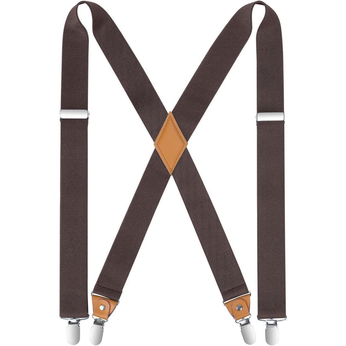 Herren Hosenträger X-Form mit 4 starken Metallclips, braun