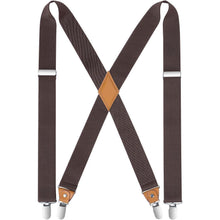 Herren Hosenträger X-Form mit 4 starken Metallclips, braun