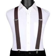 Herren Hosenträger X-Form mit 4 starken Metallclips, braun