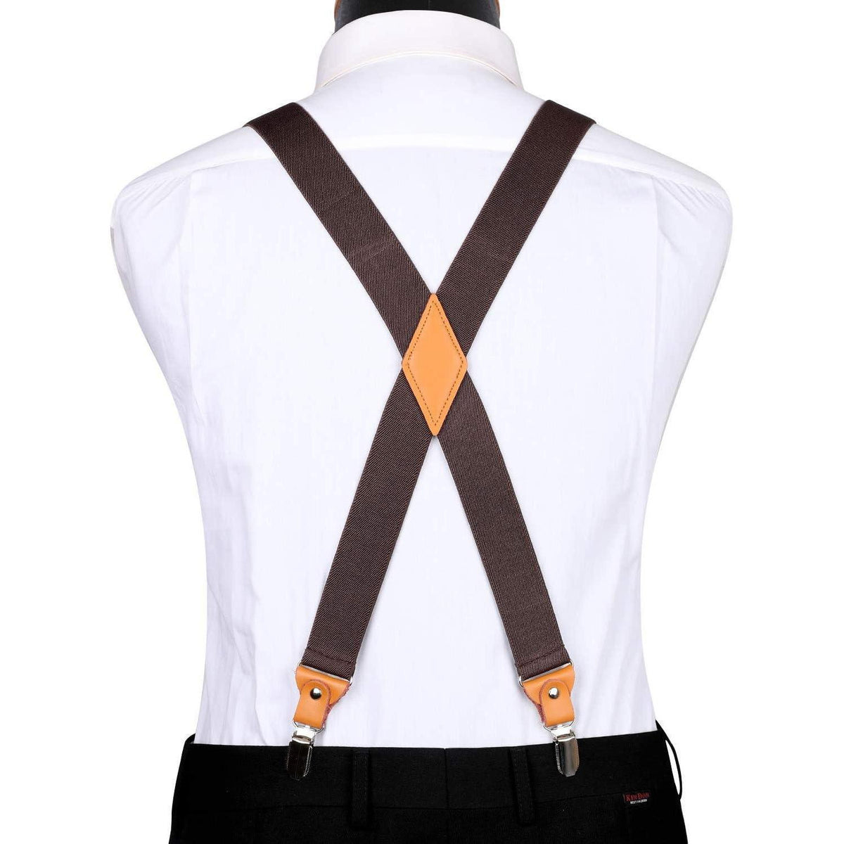 Herren Hosenträger X-Form mit 4 starken Metallclips, braun