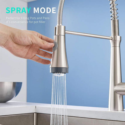 LED Wasserhahn Küche 360° Schwenkbar Brause ausziehbar Gebürstetes Nickel
