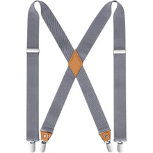 Herren Hosenträger X-Form mit 4 starken Metall-Clips, Grau