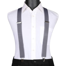 Herren Hosenträger X-Form mit 4 starken Metall-Clips, Grau