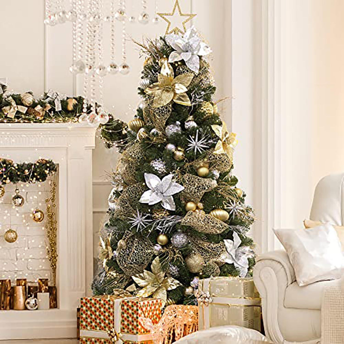 16 Goldene Weihnachtskugeln 10cm – Set für Weihnachtsbaum 2026