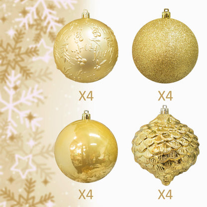 16 Goldene Weihnachtskugeln 10cm – Set für Weihnachtsbaum 2026