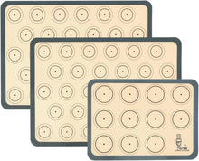 Backmatte Silikon 3er Set Grau Makronen/Pizza/Brot 42x29,5cm