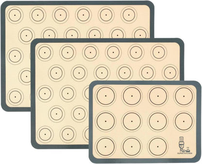 Backmatte Silikon 3er Set Grau Makronen/Pizza/Brot 42x29,5cm