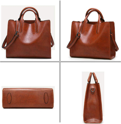 Coolives Damen PU-Leder Shopper Handtasche mit Schulterriemen & Reißverschluss