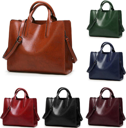 Damen Shopper Handtasche PU-Leder Schulterriemen Umhängetasche Schwarz