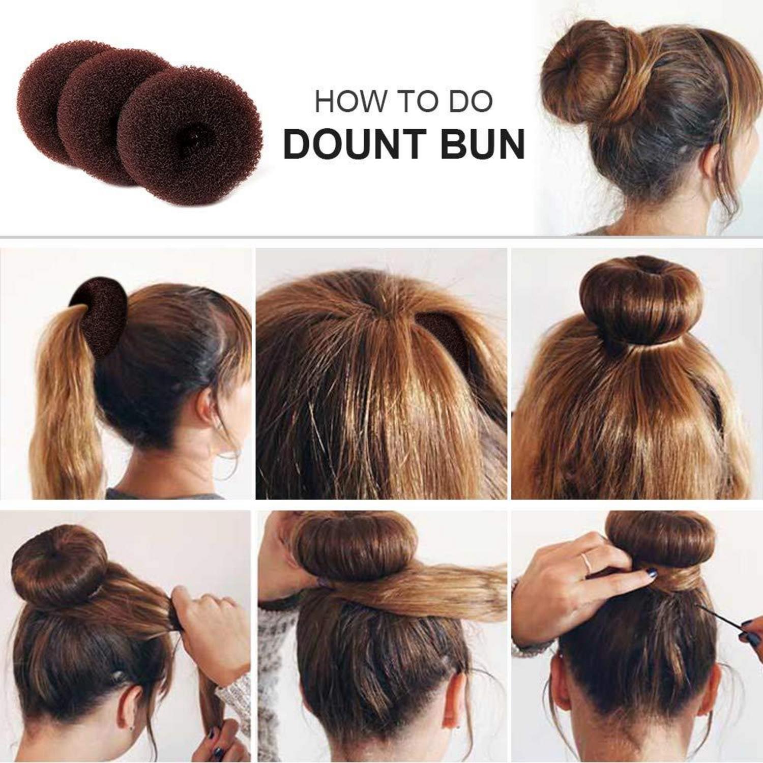Donut Haarknoten Former Set 7 Stück Haarband Haarspange Haarnadel Braun