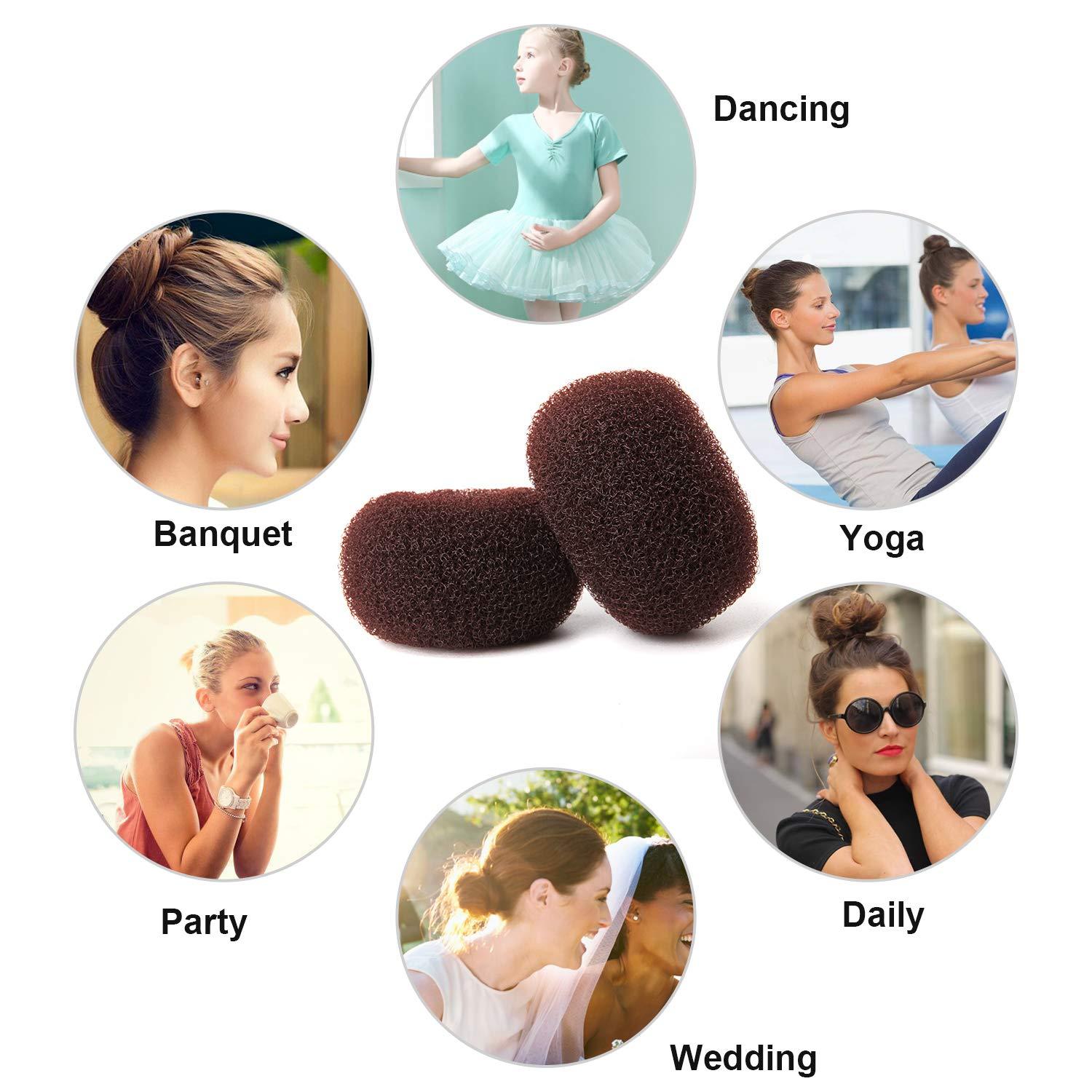 Donut Hair Bun Maker Set 7 Stück Haarband Haarnadel U-Form Braun