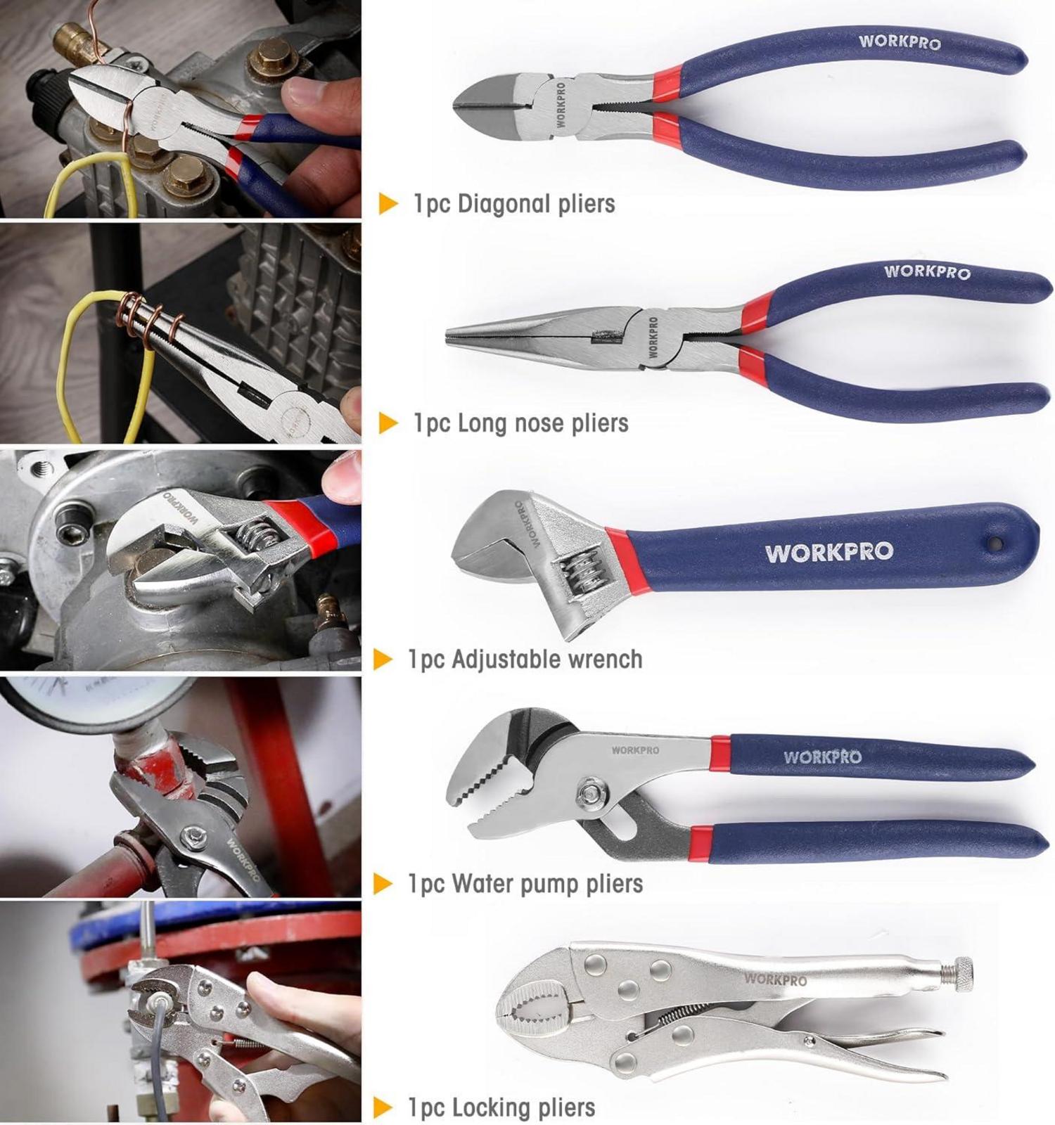 WORKPRO Universal Werkzeugset 156-teilig mit Werkzeugtasche