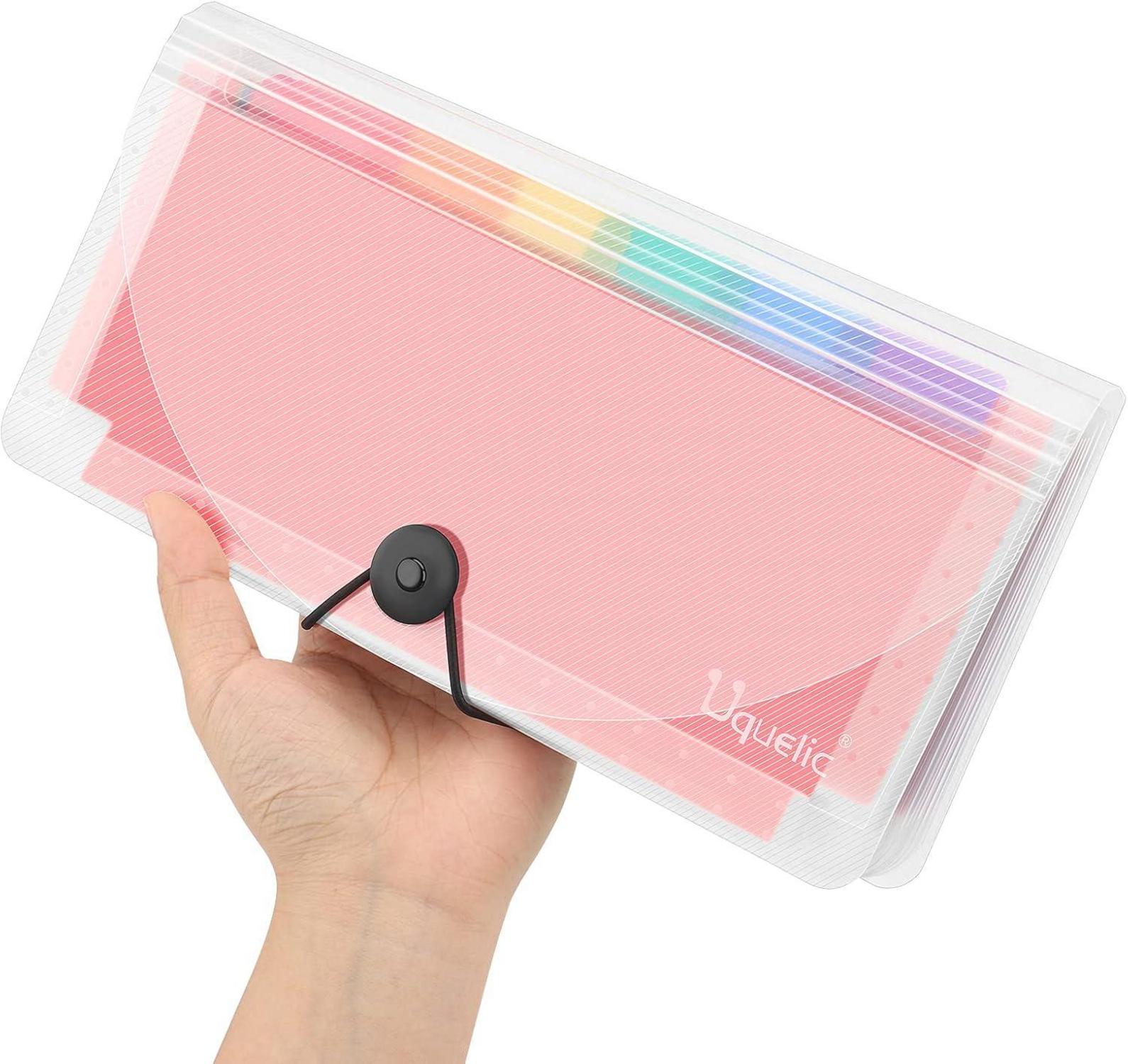 Transparente Ordnungsmappe mit Regenbogen-Design, 13 Fächer