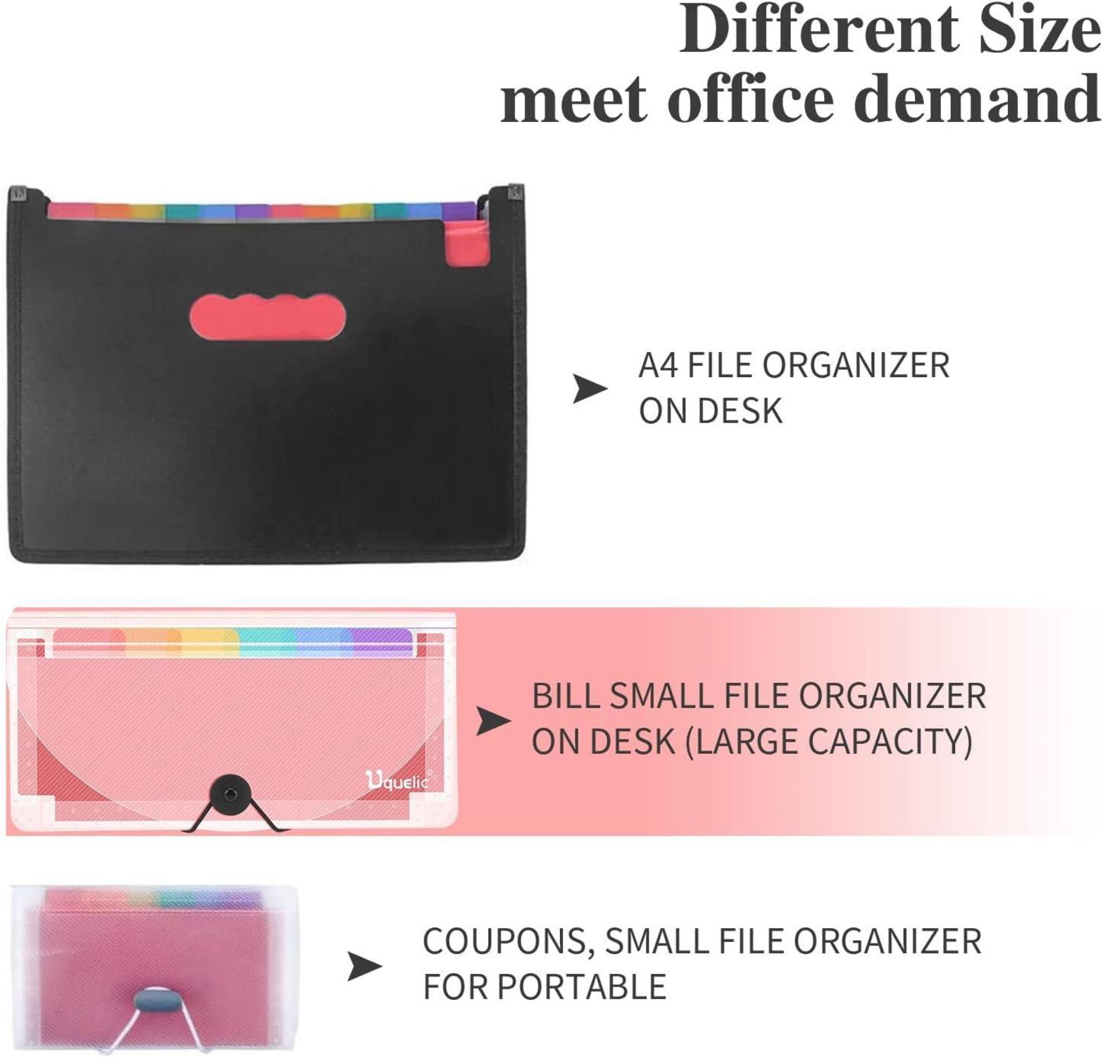 Ordnungsmappe mit 13 Fächern Kunststoff Regenbogen-Design Transparent