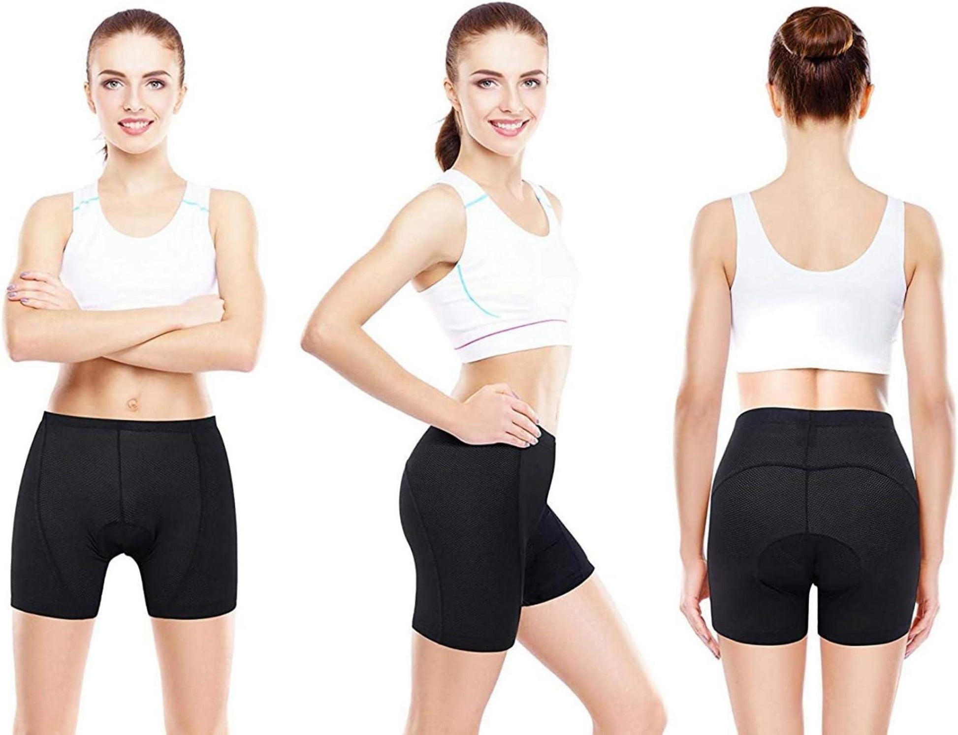 Damen Radlerhose Radsport 3D-Gel Shorts S-2XL Schwarz Schwammkissen
