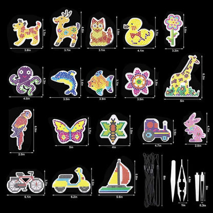 Bügelperlen Set mit Pinzette und Hängendes Seil, DIY Steckplatten, Rund Style A