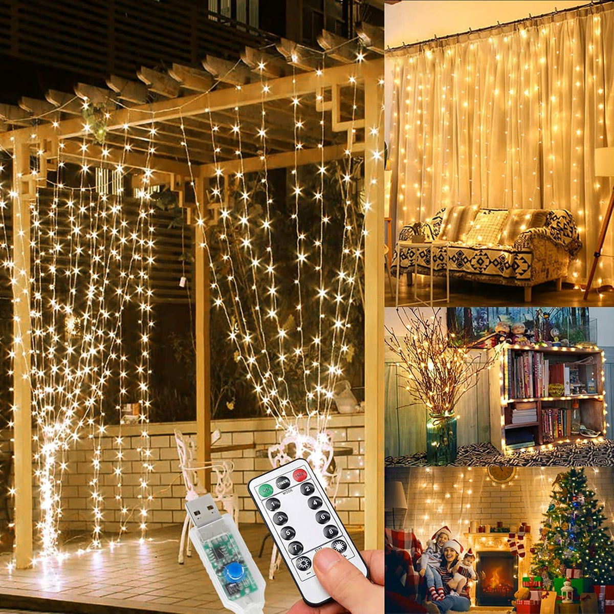 LED Lichterkette Vorhang 300 LEDs 3x3m 8 Modi