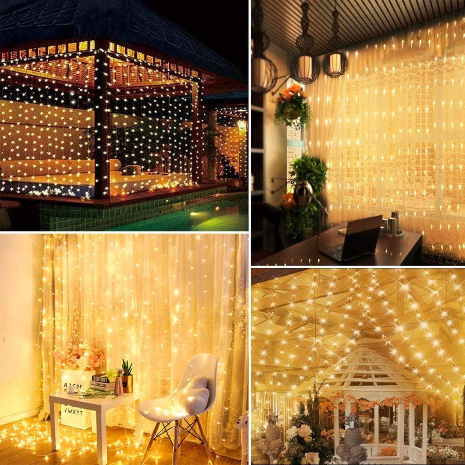 WEARXI Lichterkette 300 LED Vorhang 8 Modi Innen & Außen