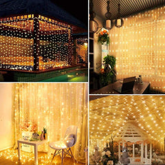 WEARXI Lichterkette 300 LED Vorhang 8 Modi Innen & Außen