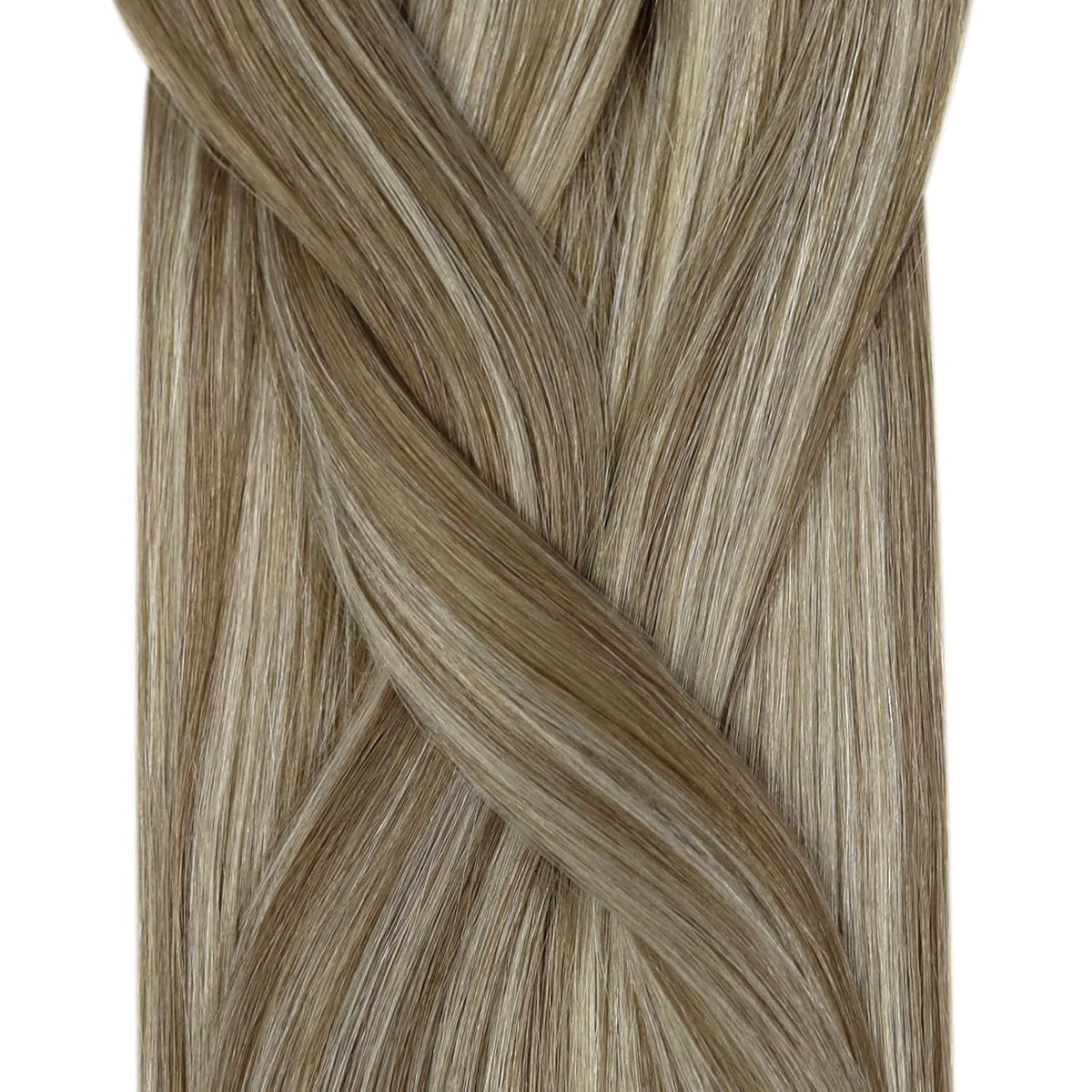 Echthaar Micro Ring Extensions Hellbraun mit Blond Highlights 60cm