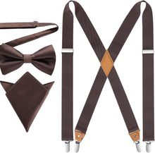 Hosenträger X-Form Metall-Clip Elastisch Fliege Einstecktuch Set