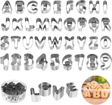 36 Ausstechformen Buchstaben Alphabet Edelstahl Aufbewahrungsbox