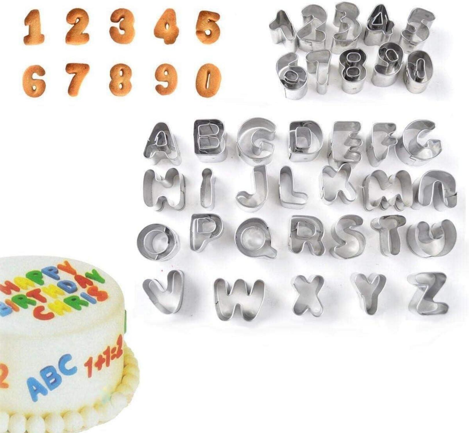 36-teiliges Ausstechformen Set Buchstaben Alphabet Edelstahl Aufbewahrungsbox