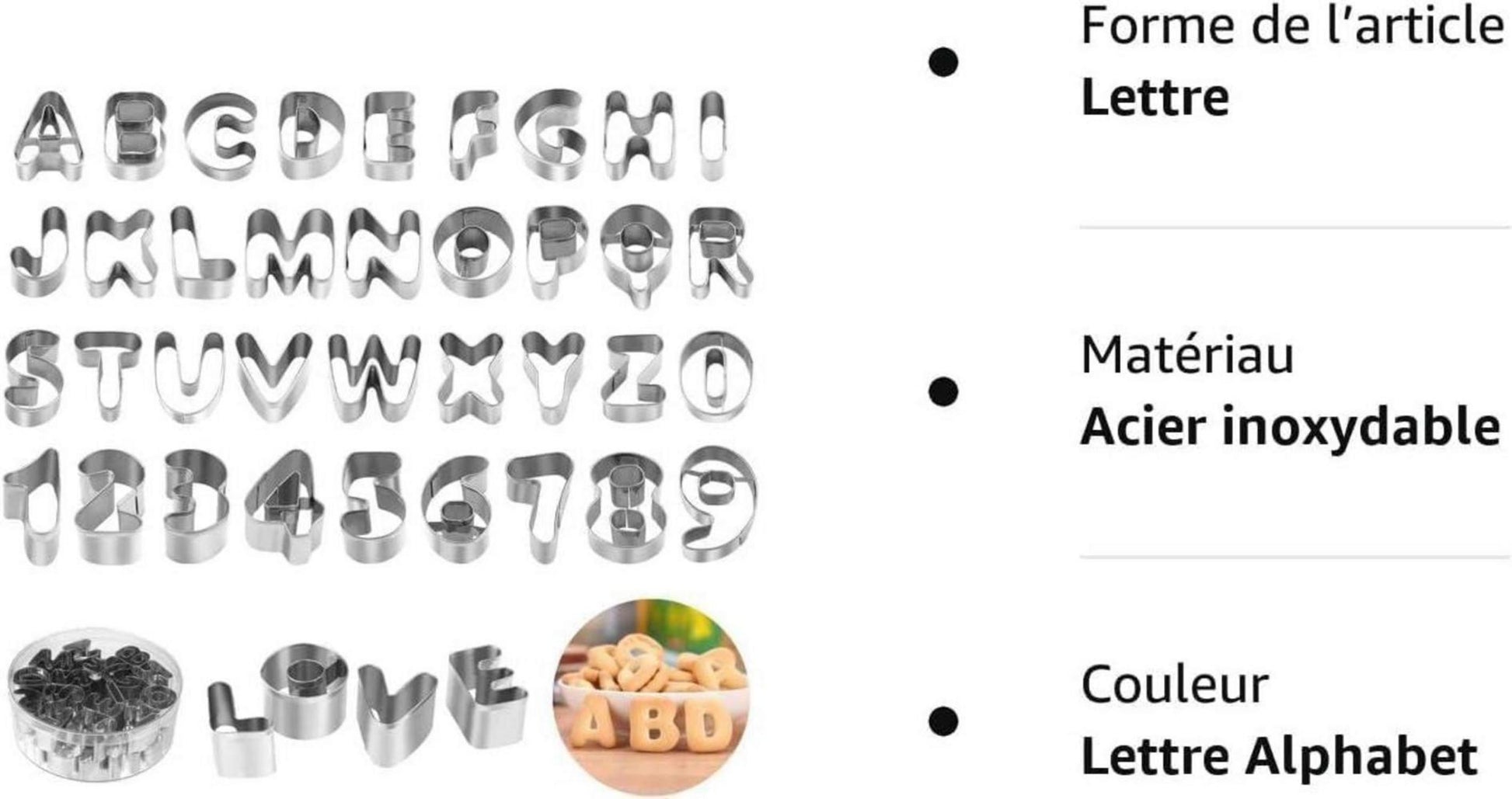 36-teilige Ausstechformen Alphabet Edelstahl Aufbewahrungsbox
