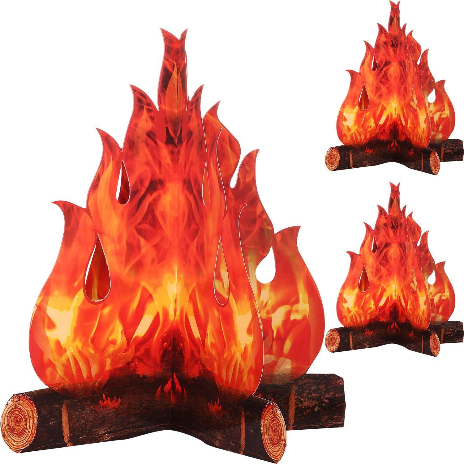3D Flammenfackel Lagerfeuer Deko aus Karton Party Halloween 6 Stk