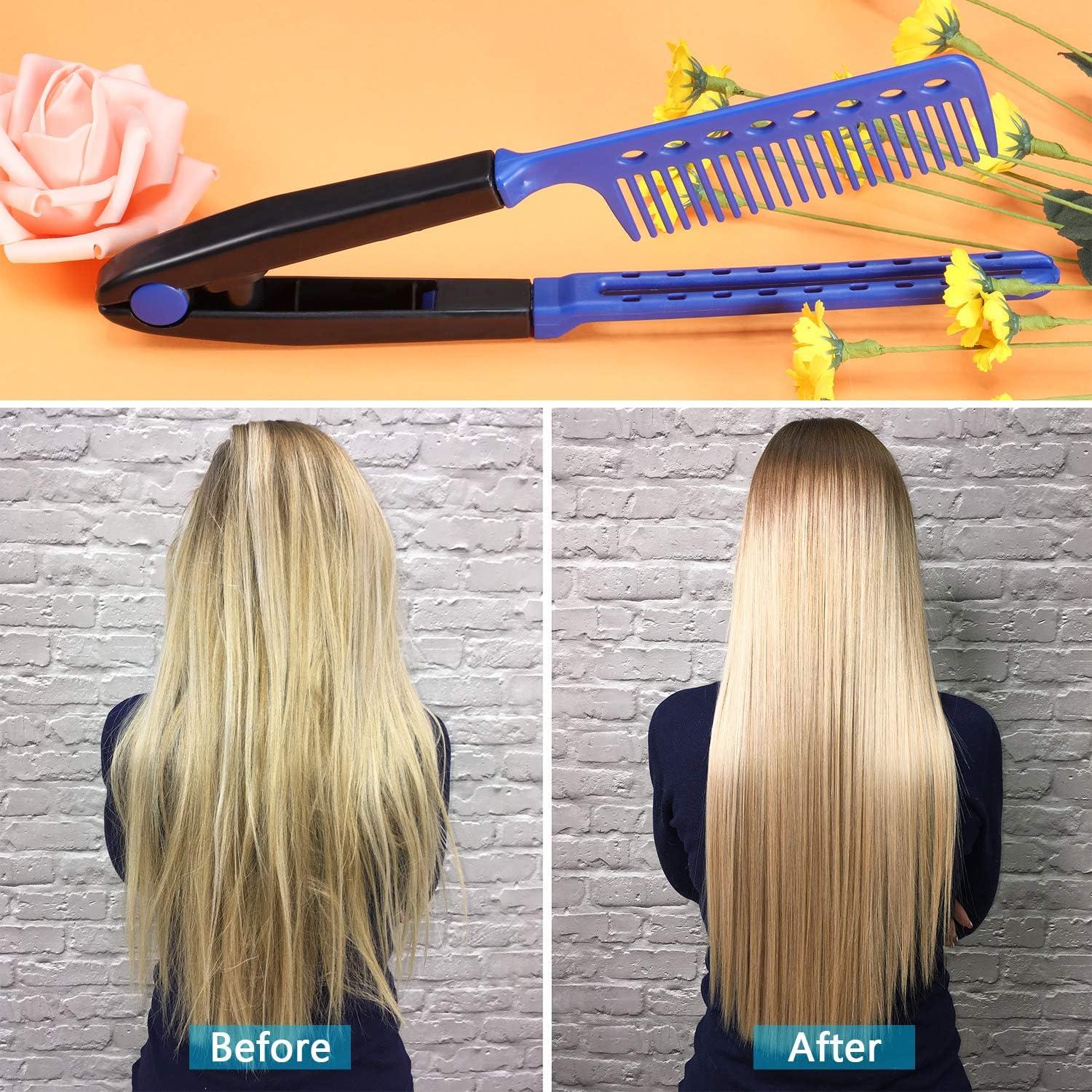 2er Set Flachkamm Glättkamm Salon Haarbürste Haarglätter V-förmiger Kamm 9,65 Zoll