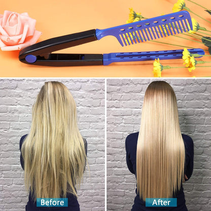 2er Set Flachkamm Glättkamm Salon Haarbürste Haarglätter V-förmiger Kamm 9,65 Zoll