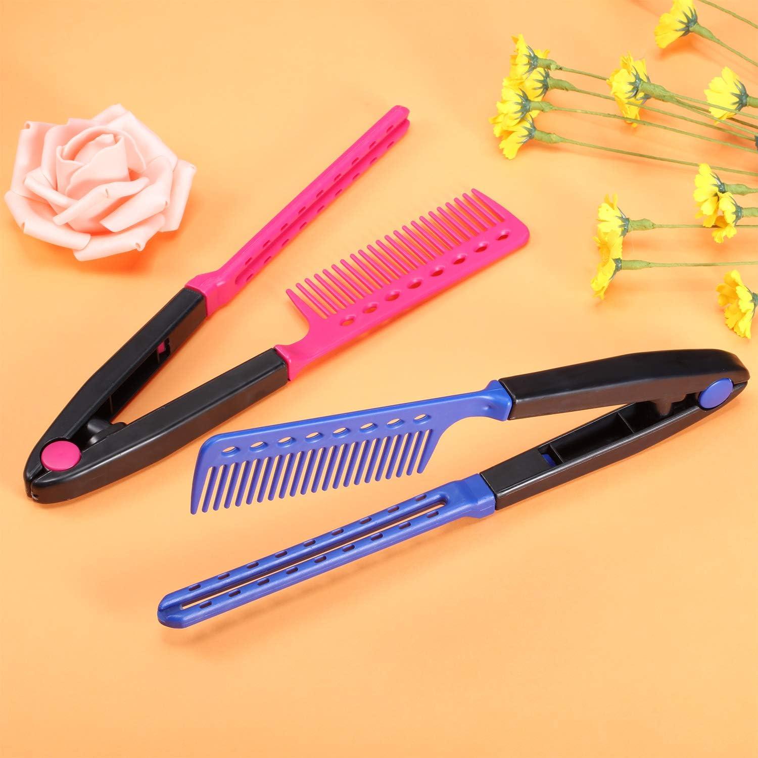 2er Set Flachkamm Glättkamm Salon Haarbürste Friseur Styling Haarglätter