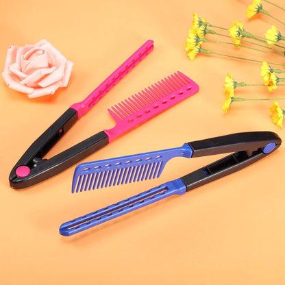 2er Set Flachkamm Glättkamm Salon Haarbürste Friseur Styling Haarglätter