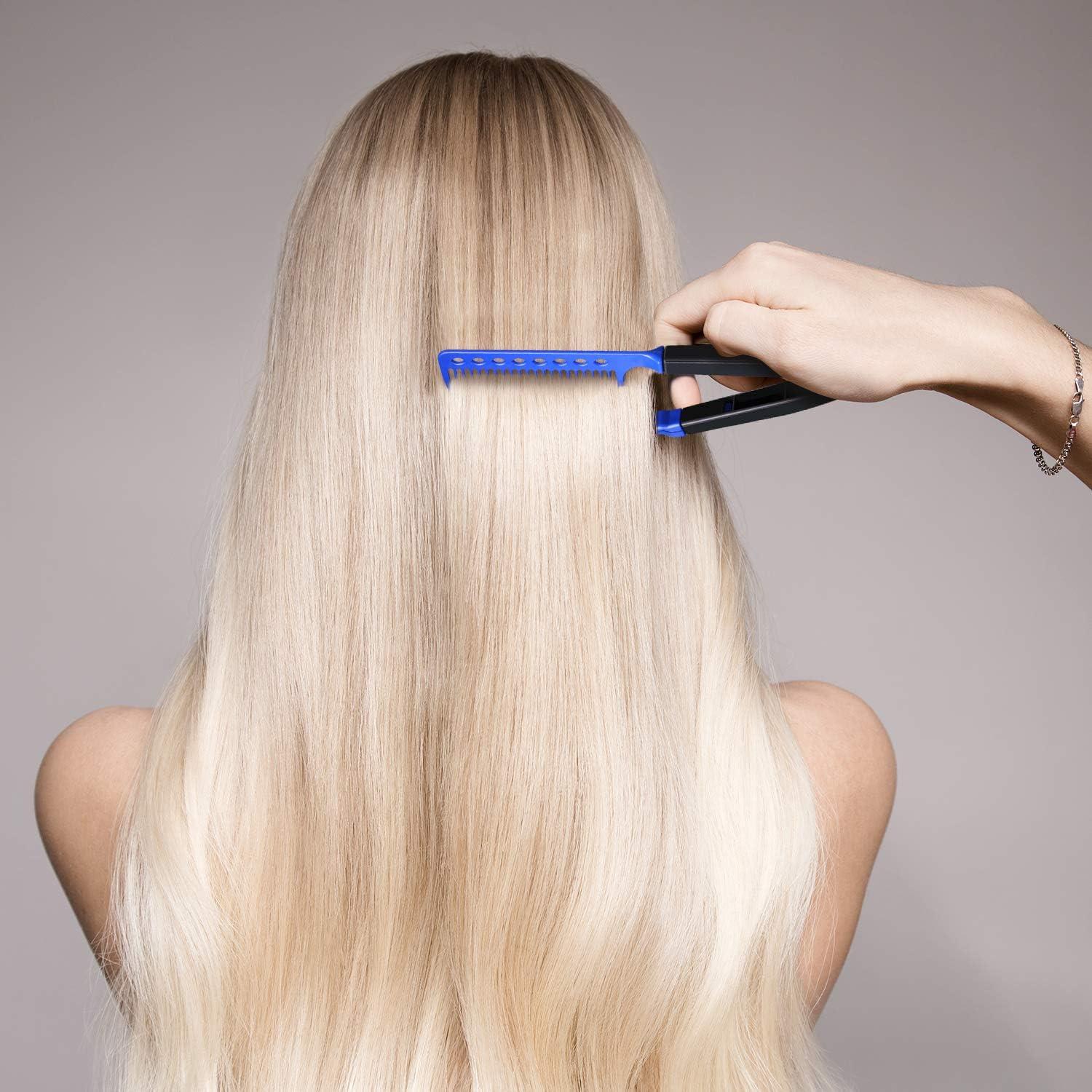 2 Stück Flachkamm Glättkamm Friseur Styling Haarglätter V-förmiger