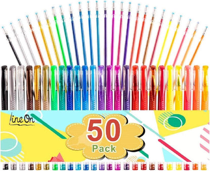 Bunte Gelstifte Set 25 Farben + 25 Ersatzminen Kinder Erwachsene