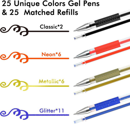 Lineon 50-teiliges Gelschreiber-Set 25 Farbgelstifte