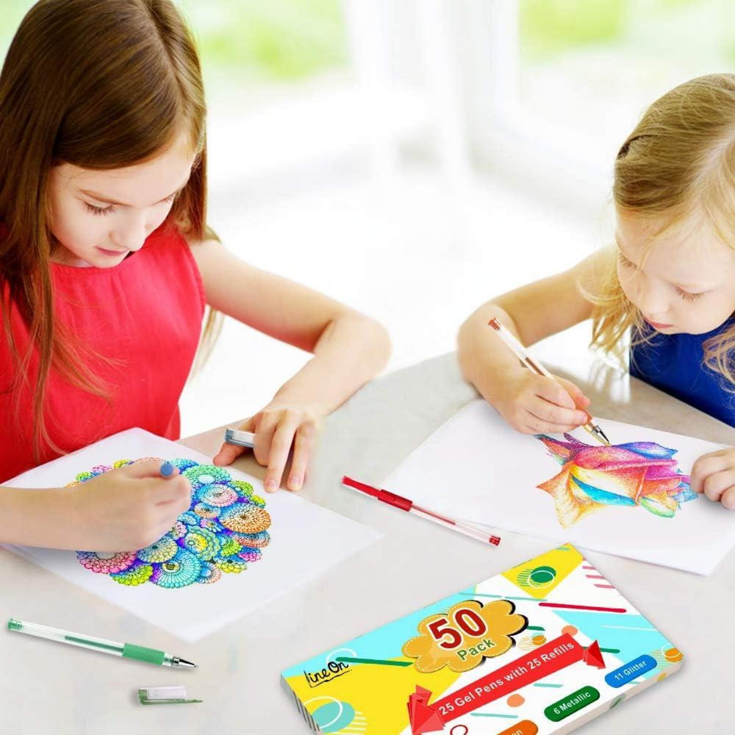 Gelstifte 50-tlg. Gelschreiber-Set für Kinder & Erwachsene, Lineon 25