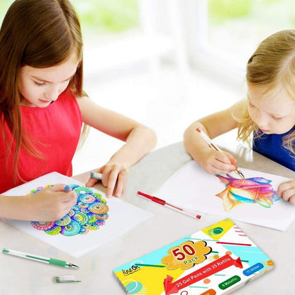 Gelstifte 50-tlg. Gelschreiber-Set für Kinder & Erwachsene, Lineon 25