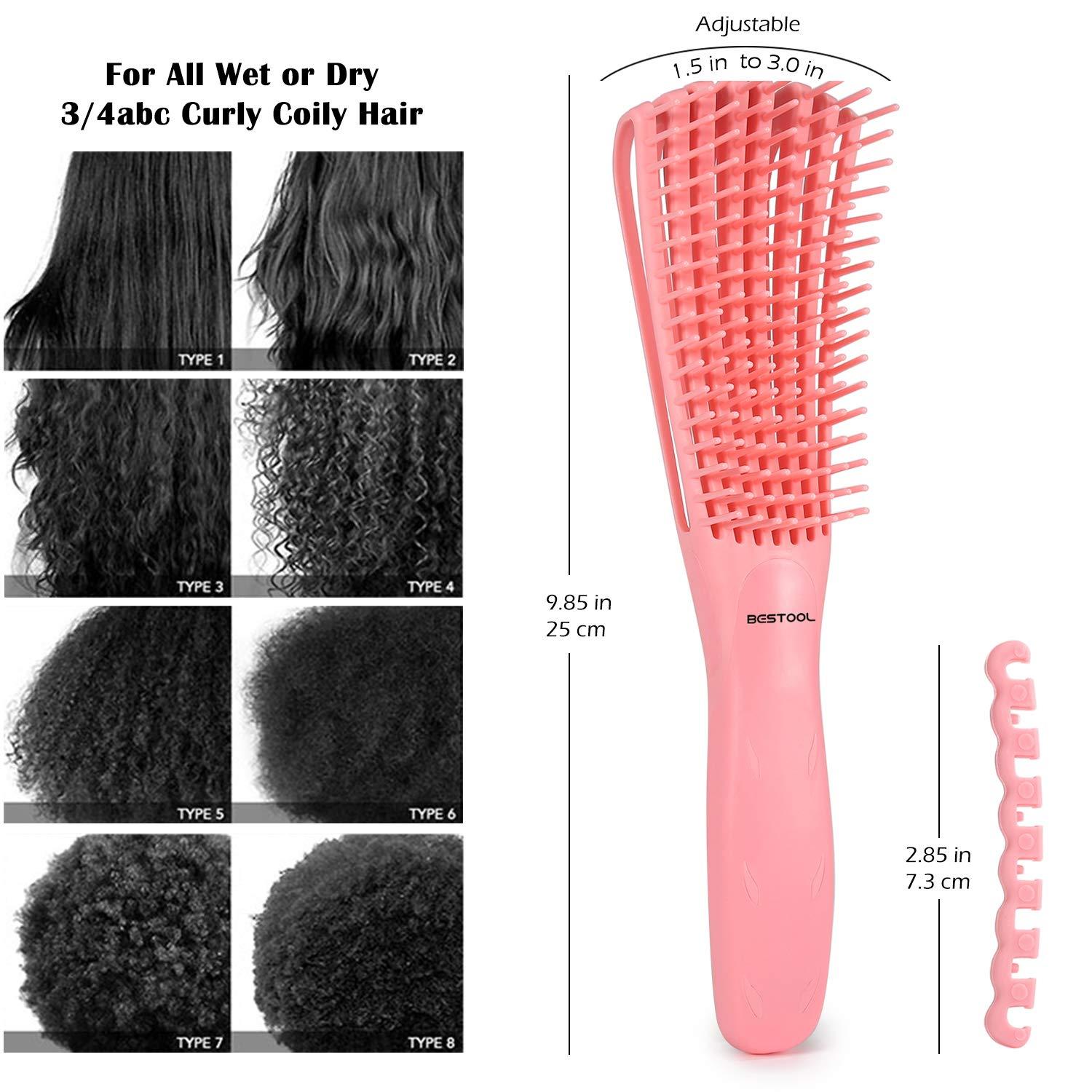 Lockenbürste Afro Haare 3a bis 4c Entwirrbürste Nass/Trocken Rot