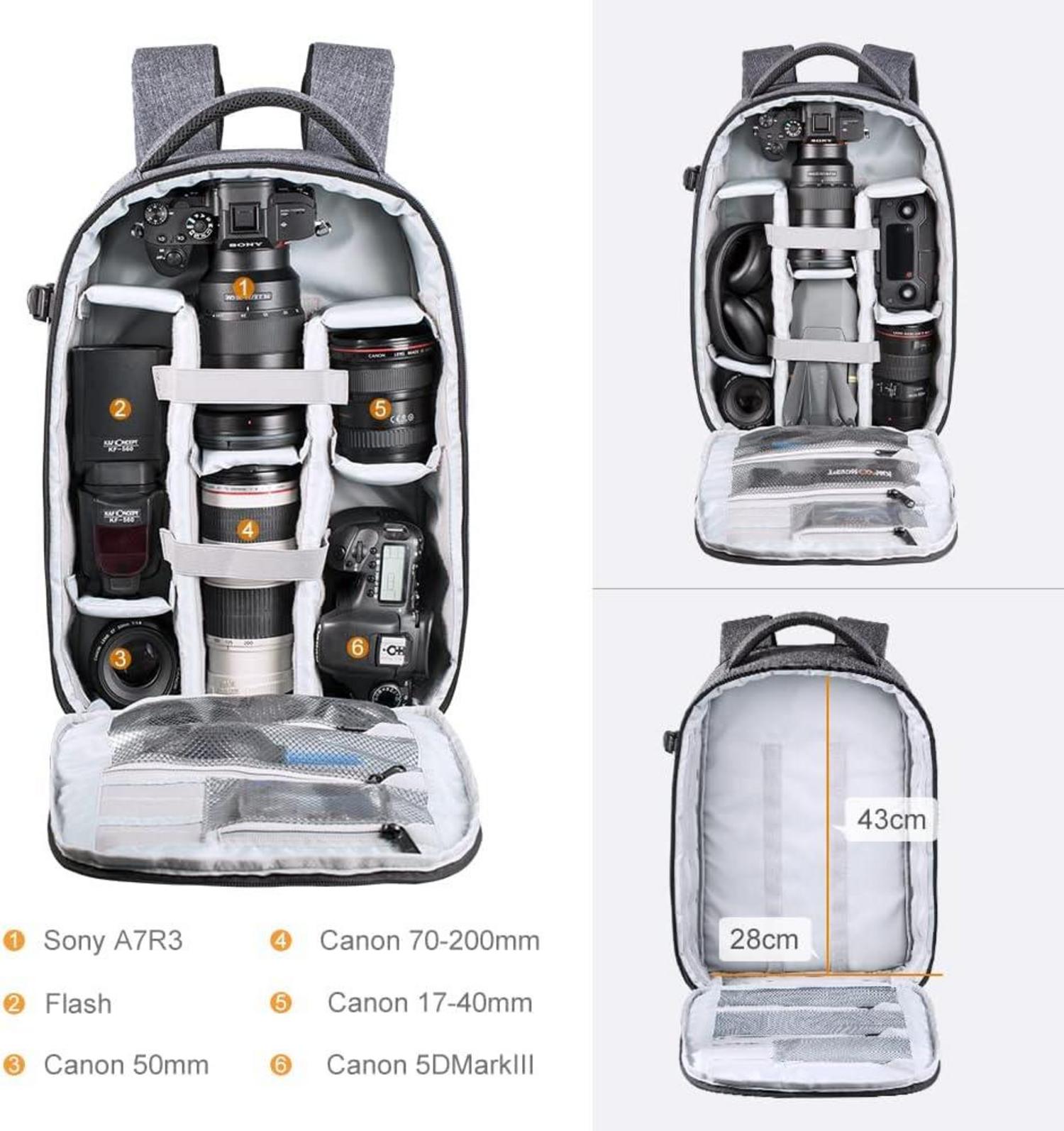 Kamerarucksack für DSLR Kameras, Fototasche mit