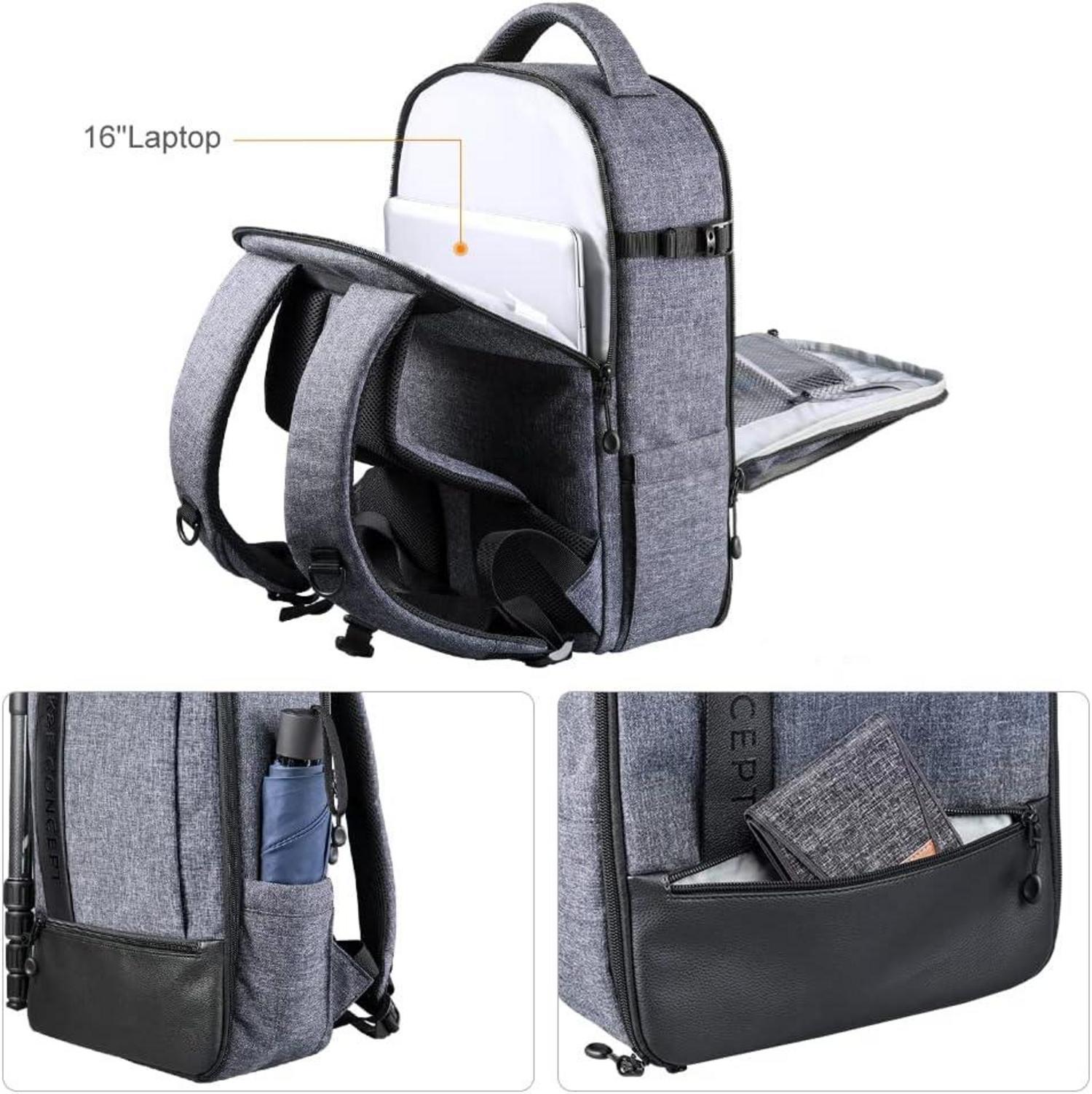 Kamerarucksack DSLR Spiegelreflex Zubehör Stativ Grau Canon Nikon Sony