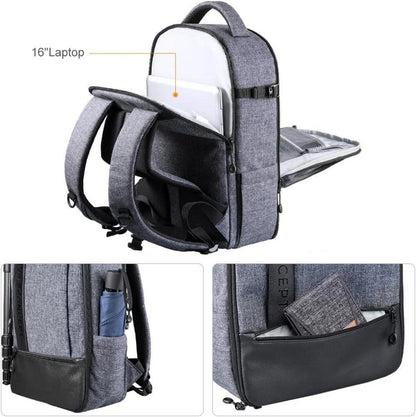 Kamerarucksack DSLR Spiegelreflex Zubehör Stativ Grau Canon Nikon Sony