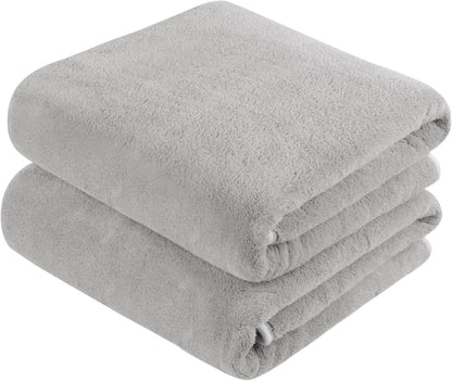 Mikrofaser Badetuch groß XXL 2er Pack Grau 76x152cm Schnelltrocknend
