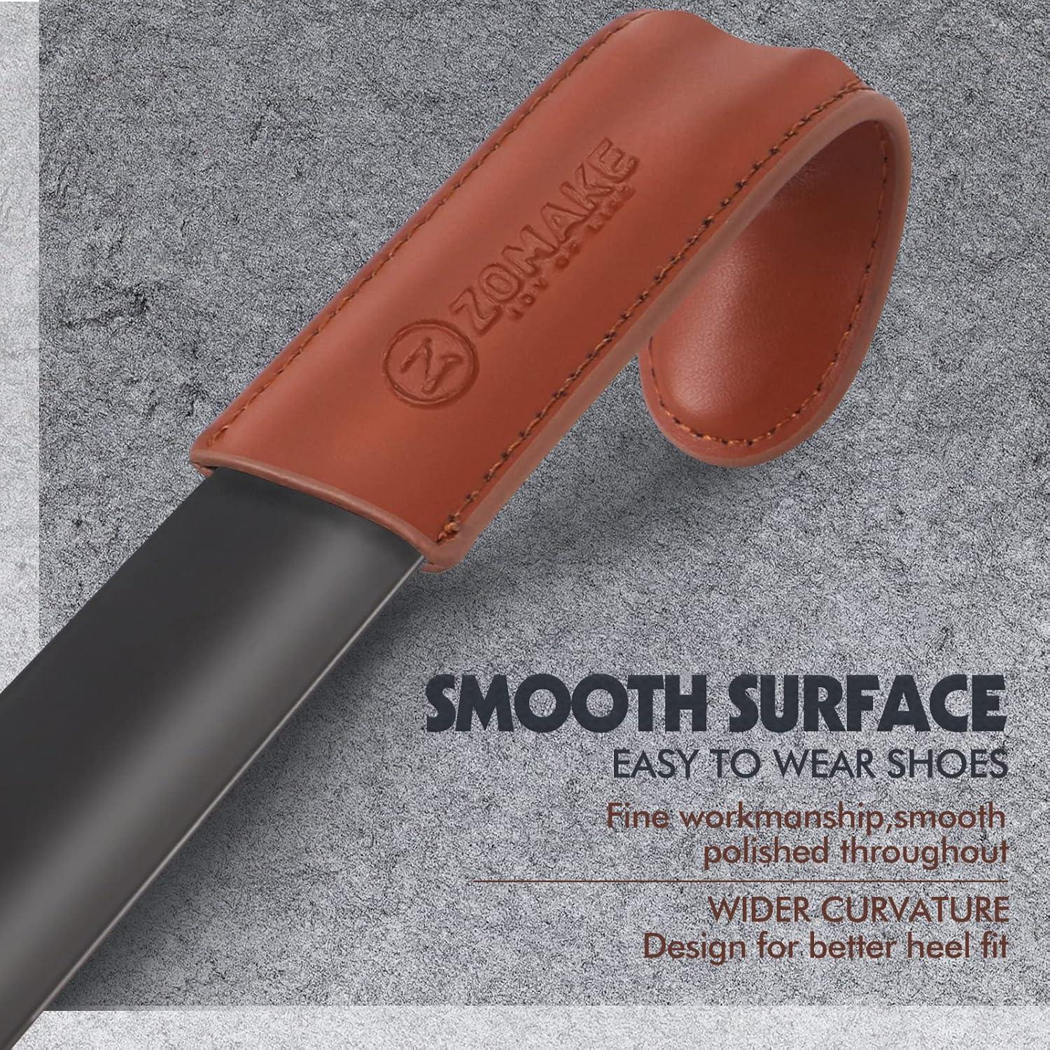 Schuhlöffel Metall Lang 42cm Stabil Ledergriff Shoe Horn Schwarz