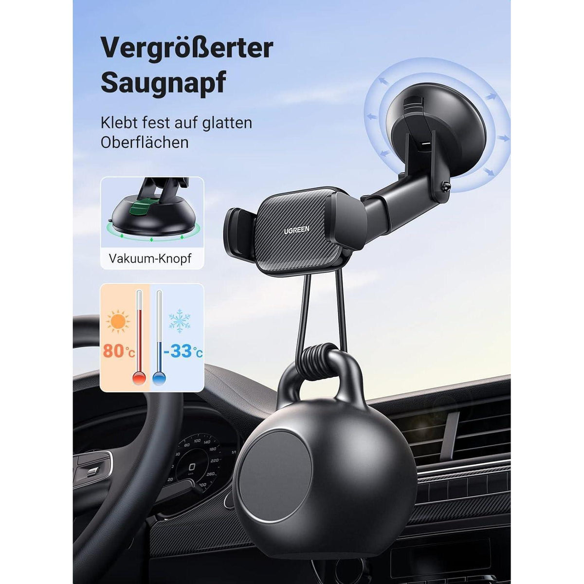Handyhalterung Kfz Saugnapf 360° Drehbar für iPhone & Galaxy