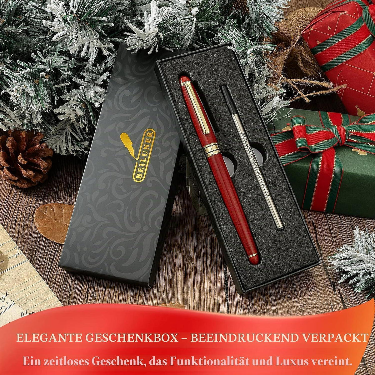 Rosenholz Kugelschreiber Set - Luxus Geschenk mit Nachfüllern