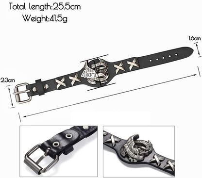 Armband Leder Herren Damen Magnetverschluss Schwarz