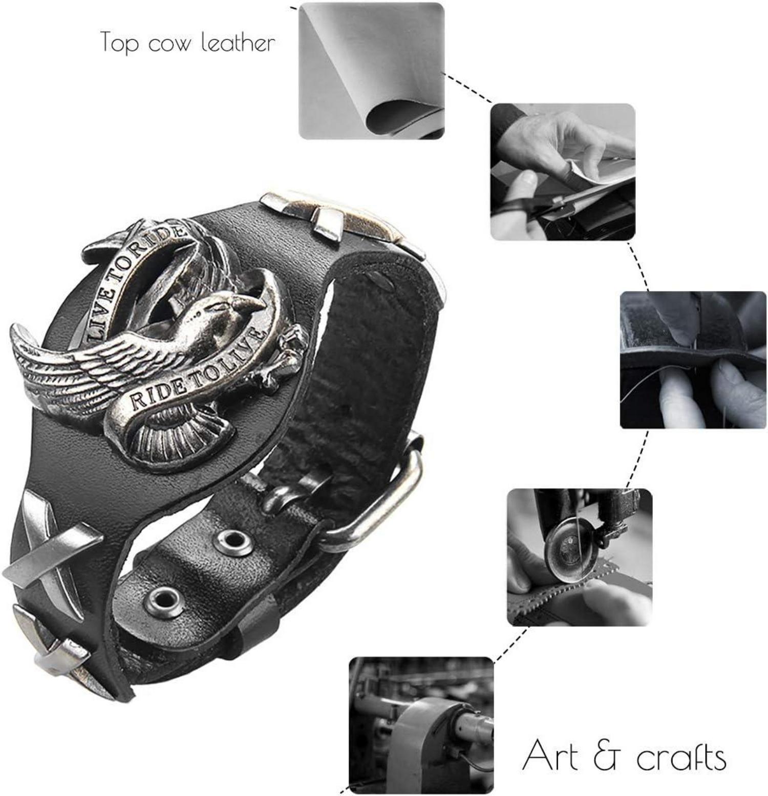 Herrenarmband Leder schwarz, Unisex Magnetverschluss, verstellbar